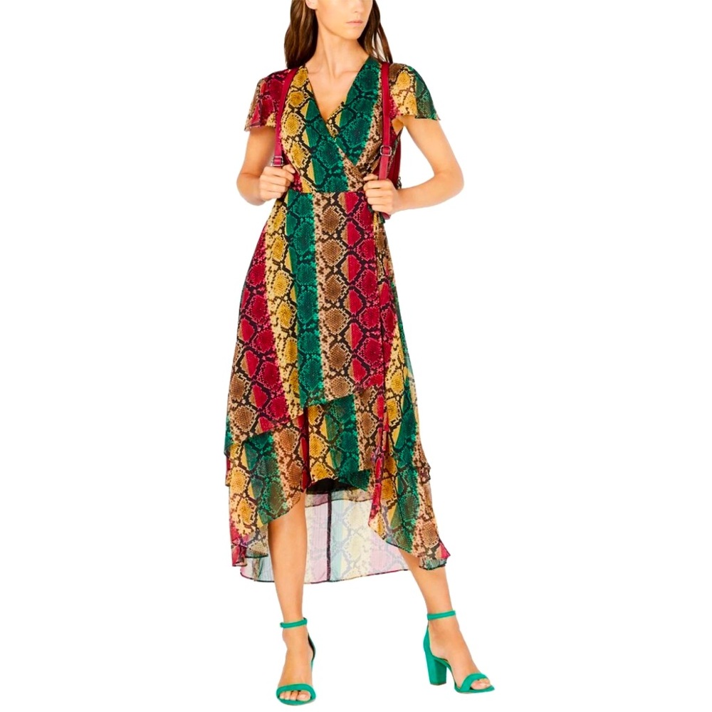 INC Women's Pink Multi Yoryu Chiffon Digital-print Snake-Wrap size 6 NWT